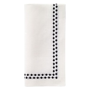 Bodrum Pearls Black and White Linen Napkins - Set of 4
