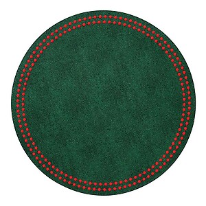Bodrum Pearls Forest Green and Red Round Easy Care Placemats - Set of 4