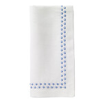 Bodrum Pearls Ice Blue and White Linen Napkins - Set of 4