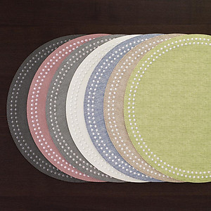 Bodrum Pearls Beige and White Round Easy Care Placemats - Set of 4