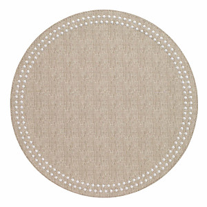 Bodrum Pearls Beige and White Round Easy Care Placemats - Set of 4