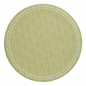 Bodrum Pearls Fern Green and White Round Easy Care Placemats - Set of 4