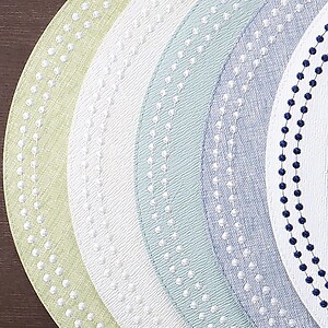 Bodrum Pearls Grass Green and White Easy Care Placemats - Set of 4