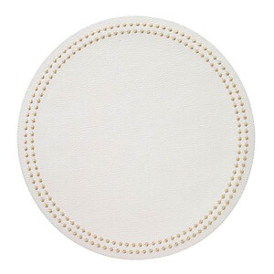 Bodrum Pearls Antique White and Gold Round Easy Care Placemats - Set of 4