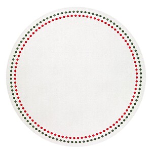 Bodrum Pearls Antique White, Red and Green Round Easy Care Placemats - Set of 4