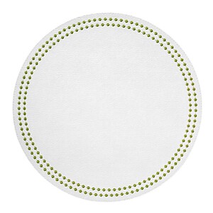 Bodrum Pearls Antique White and Willow Green Round Easy Care Placemats - Set of 4