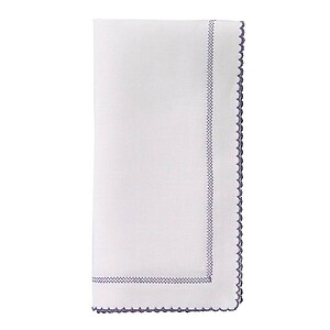 Bodrum Picot Off-White and Gray Linen Napkins - Set of 4