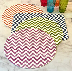 Bodrum Ripple Berry Round Easy Care Placemats - Set of 4