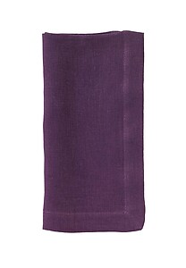 Bodrum Riviera Plum Purple Stonewashed Linen Napkins - Set of 4