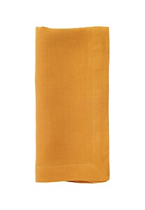 Bodrum Riviera Saffron Yellow Stonewashed Linen Napkins - Set of 4
