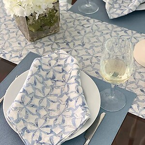 Bodrum Shamrock Ice Blue Linen Napkins - Set of 4