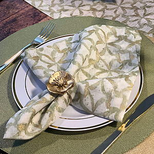 Bodrum Shamrock Willow Green Linen Napkins - Set of 4