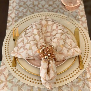 Bodrum Shamrock Rose Pink Linen Napkins - Set of 4