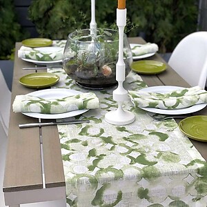 Bodrum Watermark Green Linen Napkins - Set of 4