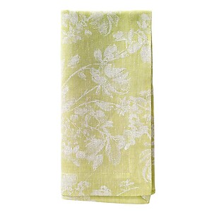 Bodrum White Bloom Lime Green Floral Napkins - Set of 4