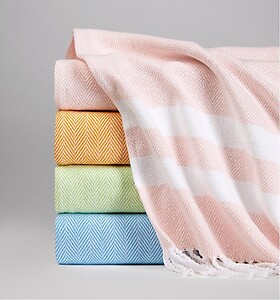 Sferra Aurora Cotton Throws - Herringbone Stripe