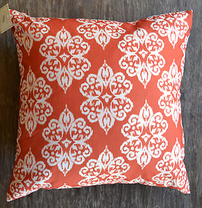 Orange & White Pattern Throw Pillow, 19x19