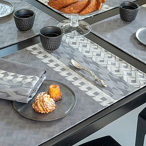 Le Jacquard Francais Caractere Enduit Grey Cotton Table Linens