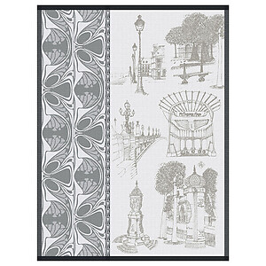 Le Jacquard Francais Carnet de Paris Bitume Cotton Tea Towel