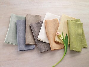 Bodrum Chambray Emerald Green Linen Napkins - Set of 4