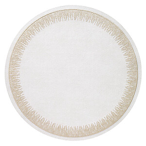 Bodrum Flare Champagne Embroidered Round Easy Care Place Mats - Set of 4