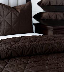 Cocoa Brown Quilted Velvet Coverlets & Shams De Medici Nova