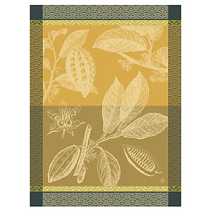 Le Jacquard Francais Chocolats Feve Yellow Cotton Tea Towel