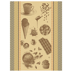Le Jacquard Francais Chocolats Recettes Brown Cotton Tea Towel