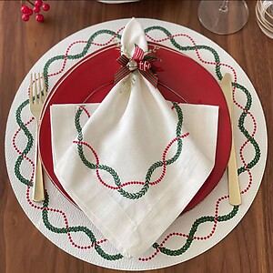 Bodrum Olympia Red and Green Rectangle Easy Care Placemats - Set of 4