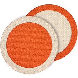Bodrum Halo Cream and Pumpkin Round Easy Care Placemats - Set of 4
