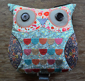 Cynthia Rowley Embroidered Patchwork Owl Pillow