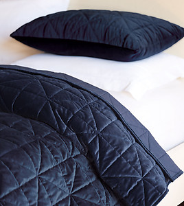 Indigo Blue Quilted Velvet Coverlets & Shams De Medici Nova