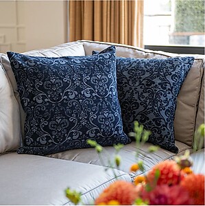 St Geneve Royce Blue Jacquard Viscose and Cotton Bedding