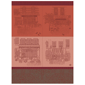 Le Jacquard Francais Devantures Red Cotton Tea Towel