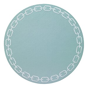 Bodrum Chains Celadon Green and White Round Easy Care Placemats - Set of 4