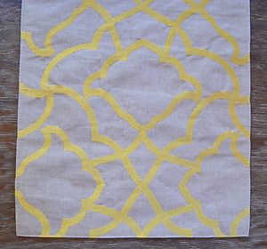 Embroidered Golden Yellow & Linen Table Runner