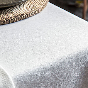 Le Jacquard Francais Portofino Fiori White Linen Table Linens