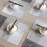 Le Jacquard Francais Fleurs de Kyoto Mist Cotton Table Linens