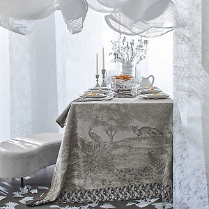 Le Jacquard Francais Foret Enchantee Grey Cotton Table Linens