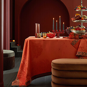 Le Jacquard Francais Foret Enchantee Orange Cotton Table Linens