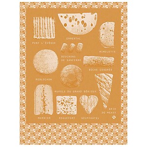 Le Jacquard Francais Fromages Orange Cotton Tea Towel