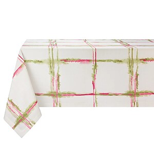 Bodrum Abstract Grid Pink and Green Table Linens