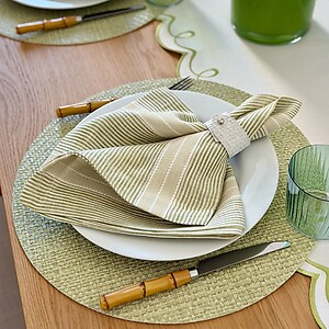 Bodrum Wicker Fern Green Round Easy Care Placemats - Set of 4 Bodrum Wicker Fern Green Round Easy Care Placemats - Set of 4