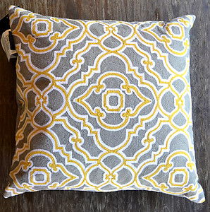 Grey & Yellow Decorative Pillow, 19x19