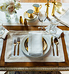 Sferra Filetto Two Tone Linen Placemats & Napkins