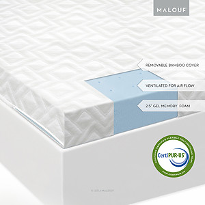 Malouf Isolus Gel Memory Foam Mattress Topper Pad