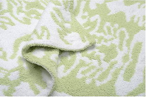 Kashwere Half Throw Blanket Damask Green Apple and White