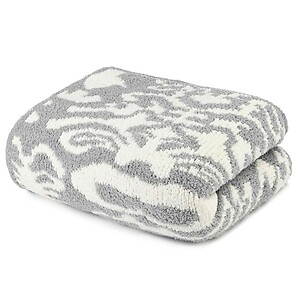 Kashwere Damask Stone Grey and Cream Throw Blanket