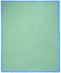 Kashwere Half Throw Blanket Diamond Green and Blue