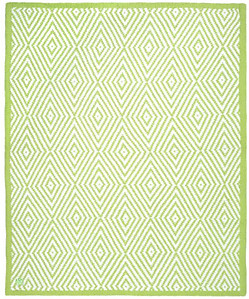 Kashwere Half Throw Blanket Diamond Green and White